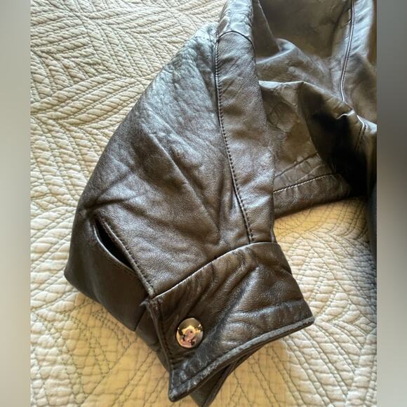 VTG Rafael Whimsy Goth Open Front Dolman Sleeve Retro Leather Jacket Medium - Picture 4 of 10